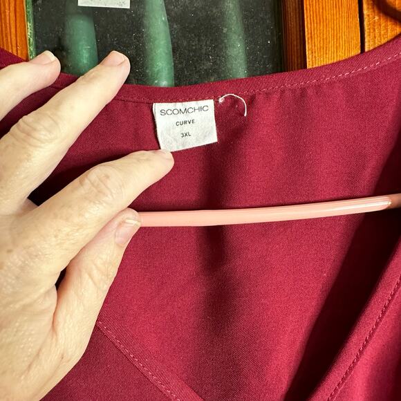 SCOMCHIC - Maroon Pull Over 3X Blouse - Picture 4 of 5